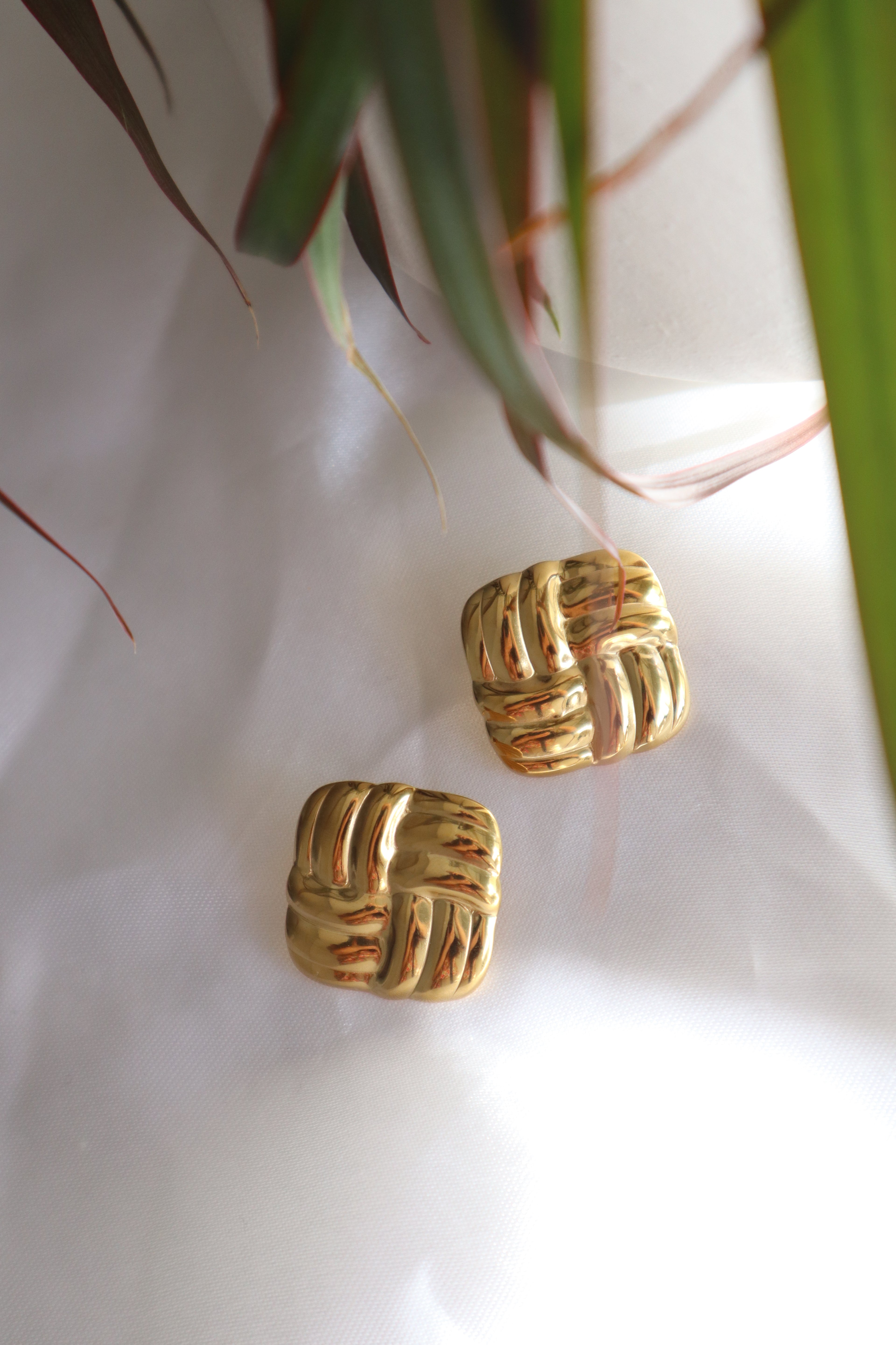 Brincos Bela-Emília - Brincos geométricos em forma de quadrado - aço inoxidável dourado